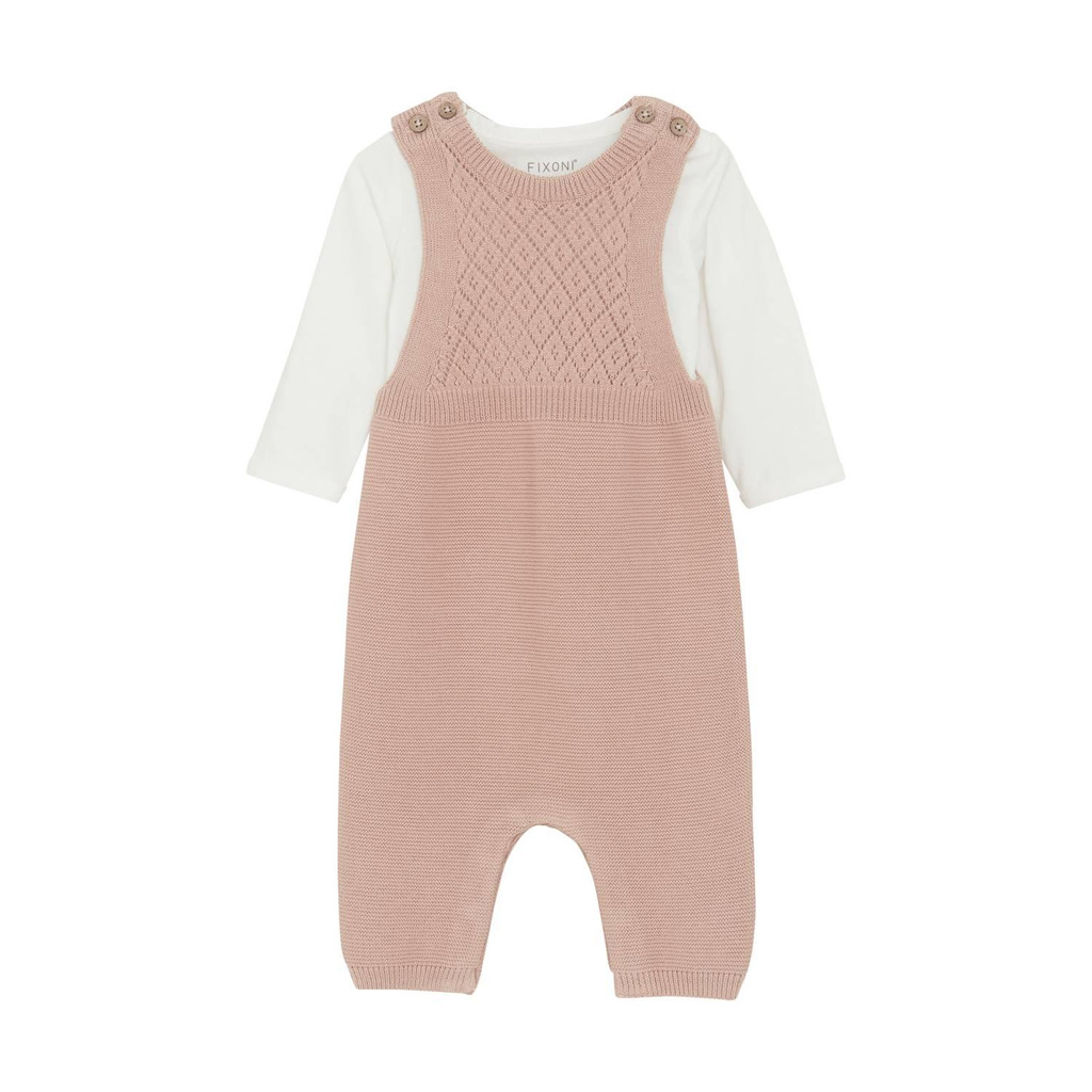 [422669-5510--50] Sett med body og strikket Romper | Mahogany Rose (50)